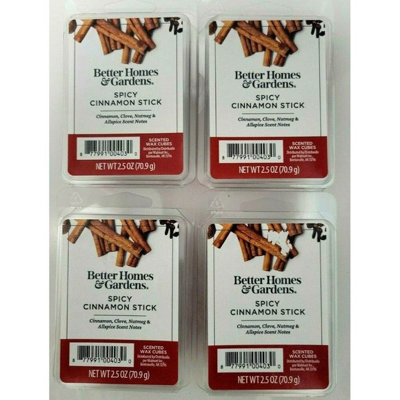 4-Better Homes and Gardens Spicy Cinnamon Stick Wax Cubes 24 cubes Total BH - Picture 1 of 2